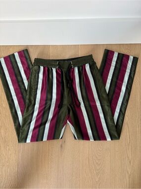 Burberry Tanley WB Olive Stripe Cotton/Silk Track Pants